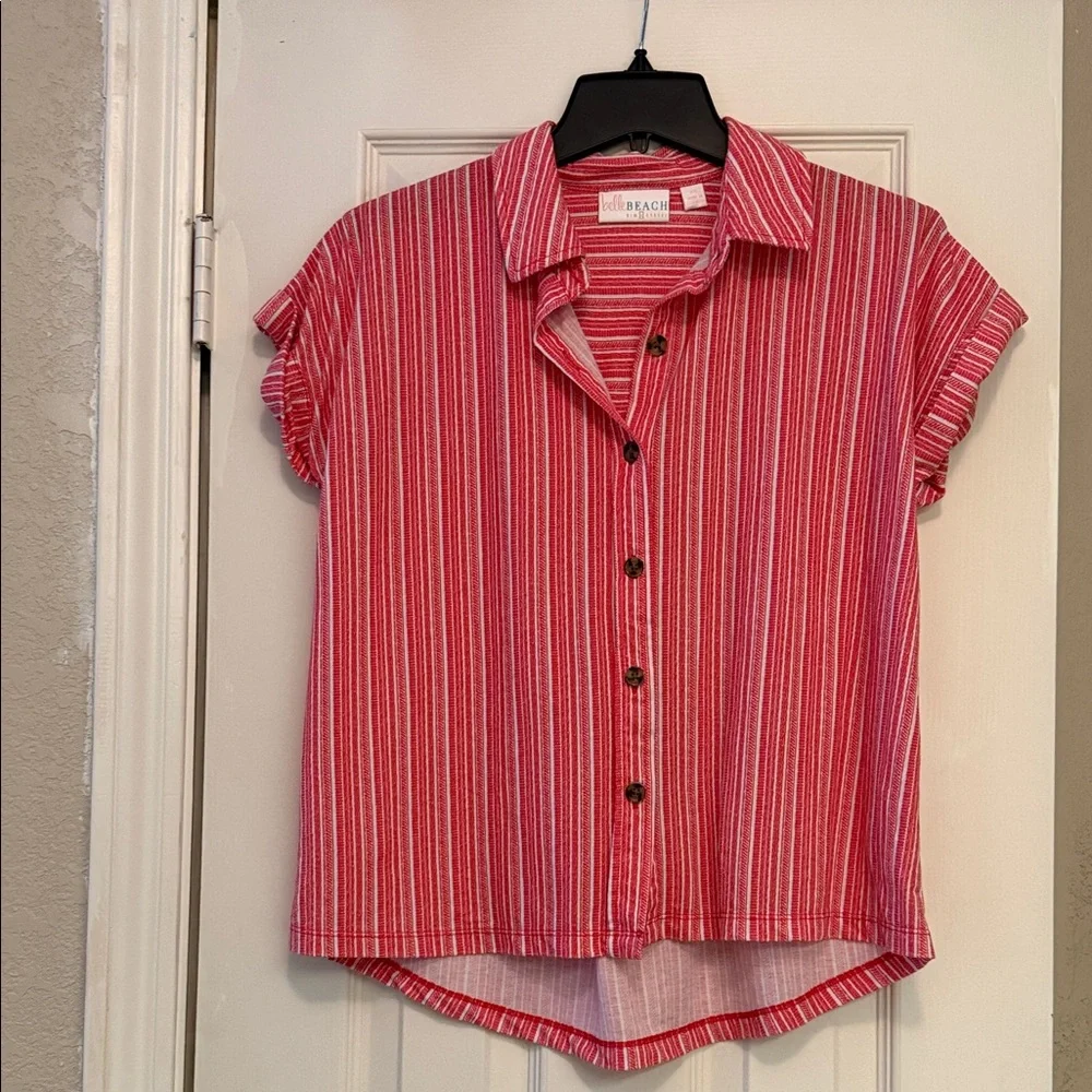 Belle by Kim Gravel Red Striped Top - Picture 1 of 4